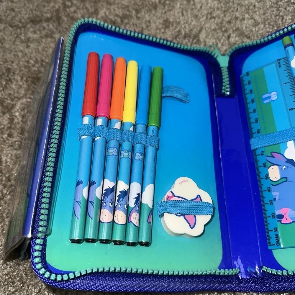 DISNEY Winnie the Pooh Agenda Planner pencil marker set Zip case Organizer NOS